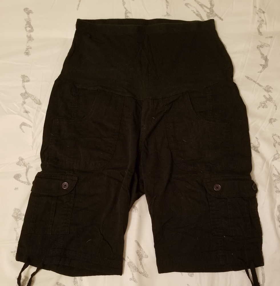 Black Maternity Cargo Shorts